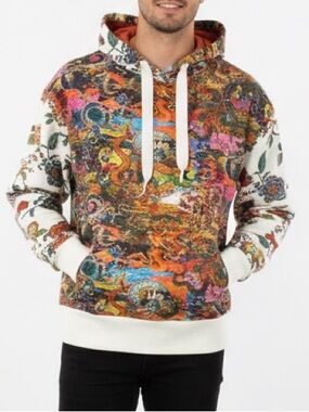 Robert Graham Men’s Capri Multicolor Floral & Dragon Print Hoodie - Size Small